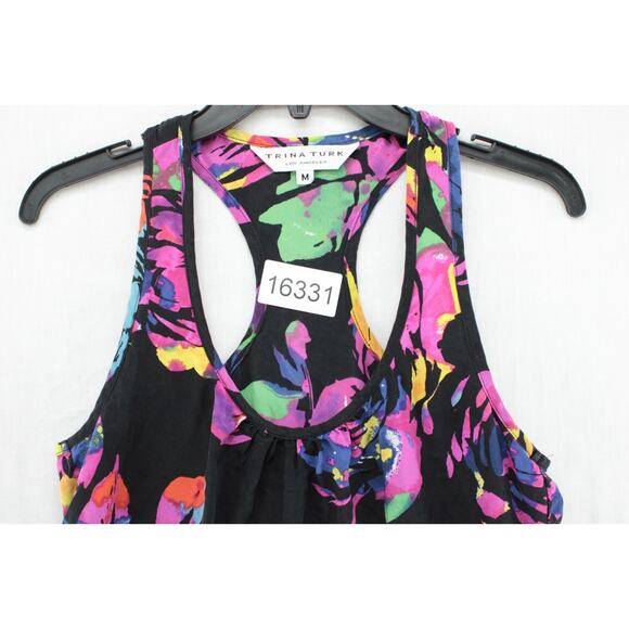 Trina Turk Tank Top Women's Medium Boho Colorful Floral Print 100% Silk USA - Picture 5 of 5